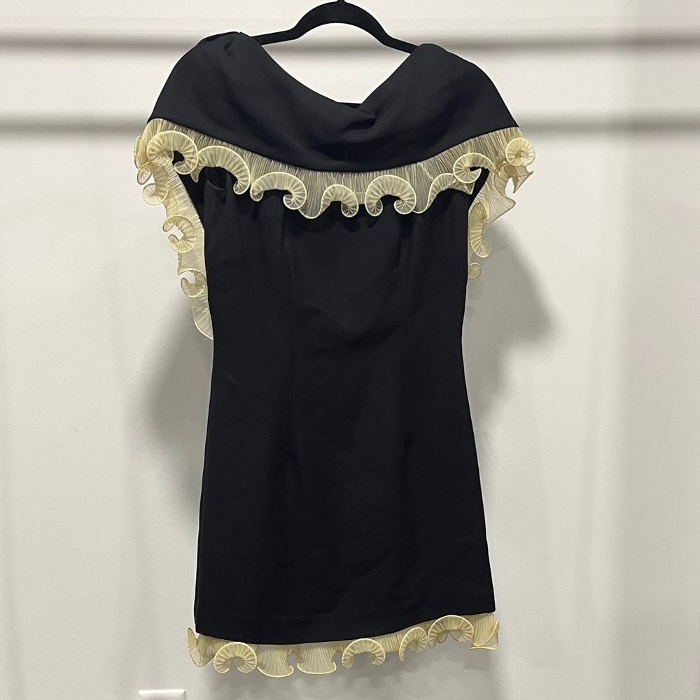 Chic Black and Cream Ruffle Mini Dress